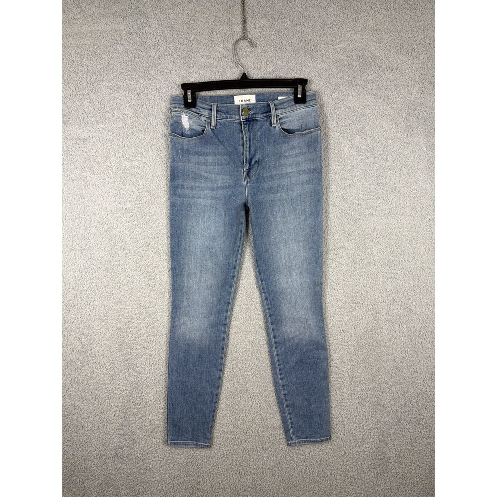 Frame Le High Skinny‎ Jeans Women's 28 Blue Light Wash Distressed Pocket
